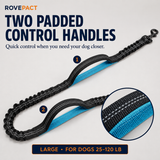 Dog leash with two padded control handles